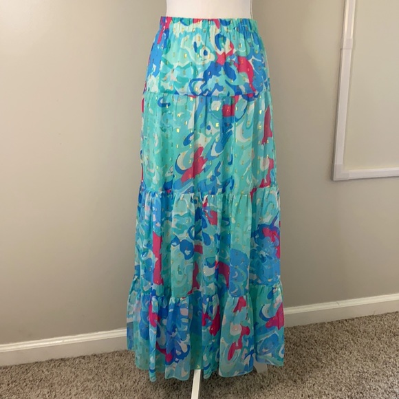 Peter Nygard • 80s Style Tiered Mermaid Maxi Skirt - Picture 6 of 14